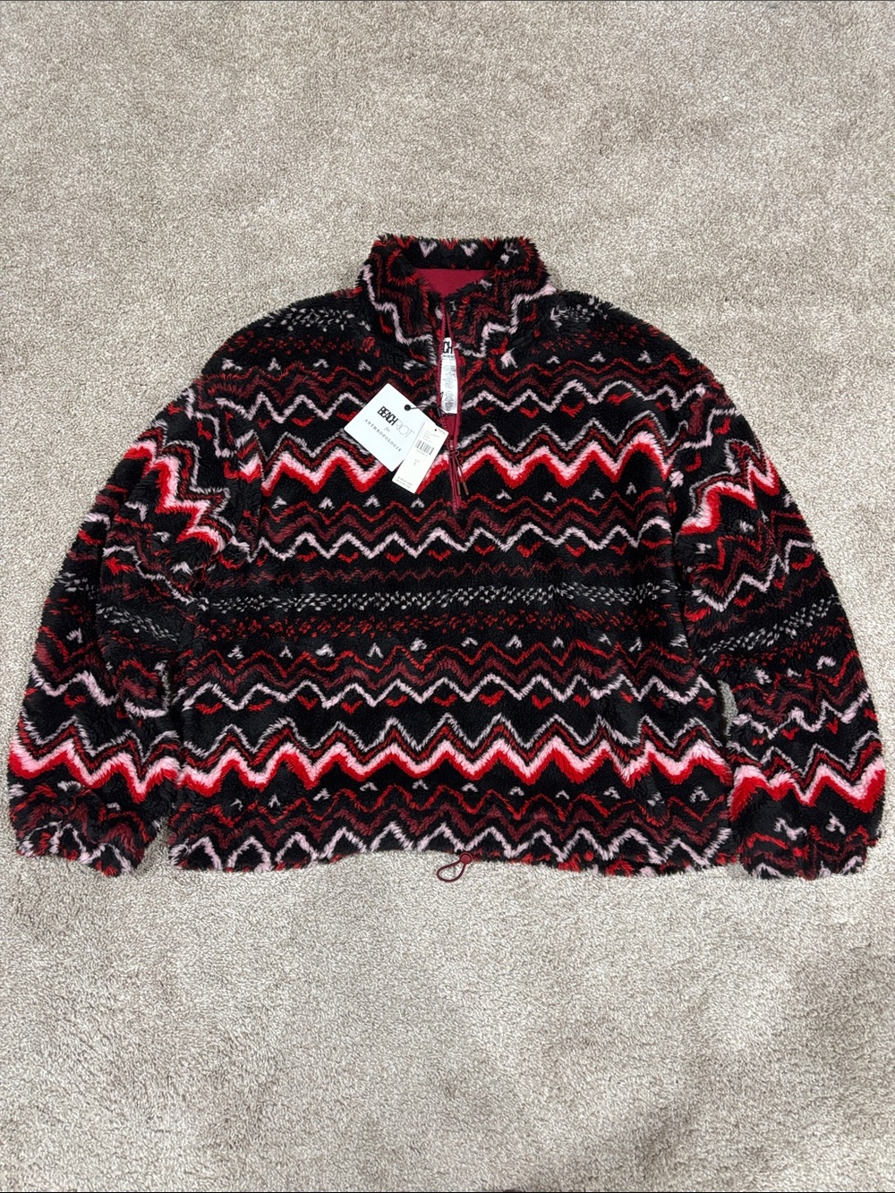 Beach Riot for Anthropologie Sherpa Fleece Pullover NWT Fair Isle L